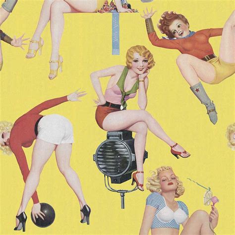pin up girls by mind the gap yellow mural wallpaper direct