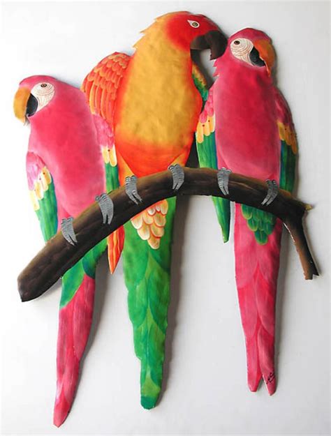 Parrot Wall Hanging Tropical Art Parrot Outdoor Metal Wall Etsy