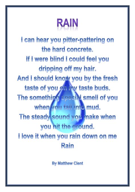 Rain Poems Mr Kirklands Amazing Class