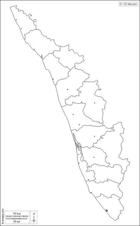 Map Of Kerala With Districts Detailed Map Of Kerala Stock Photo