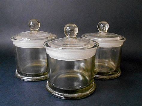 Antique Kitchen Canisters Vintage Set Of 3 Lidded Apothecary Etsy Antique Kitchen Kitchen