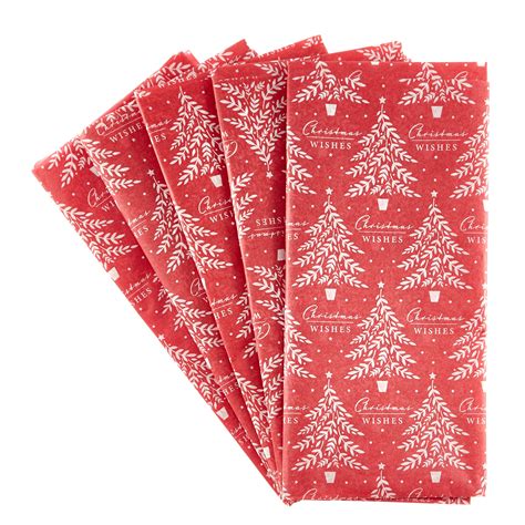 Buy Red And White Christmas Wishes Tissue Paper 7 Sheets For Gbp 099
