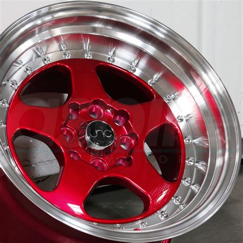 16x8 Jnc 010 Jnc010 4x1004x1143 25 Candy Red Machine Lip Wheel New Set4 Wheels
