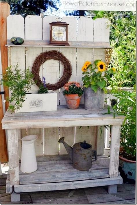 10 Fun Ways To Upcycle Rustic Potting Benches Potting Bench Garden