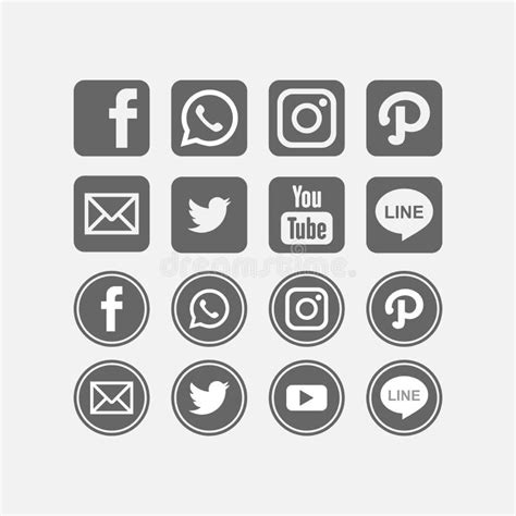 Set Of The Most Popular Social Media Icons Editorial Stock Photo