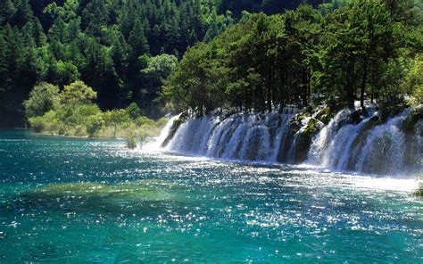 Download Wallpaper Sunny China Jiuzhaigou National Park Waterfall
