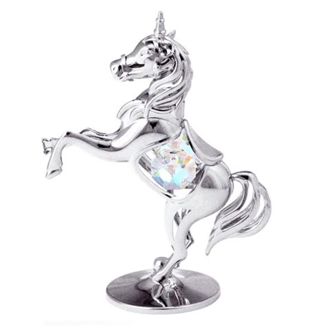 Metal Unicorn Figurine With Crystals Crystocraft
