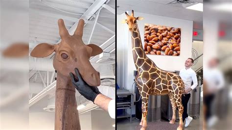 Viral Video Amaury Guichon And His 8 Feet Tall Chocolate Giraffe