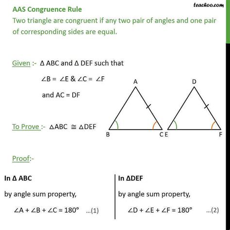 Aas Congruency Class If Two Angles And Adjacent Side Are Equal