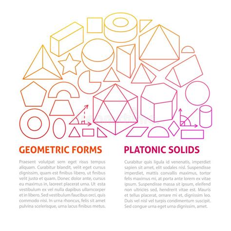 Platonic Solids Line Template Stock Vector Illustration Of Cone