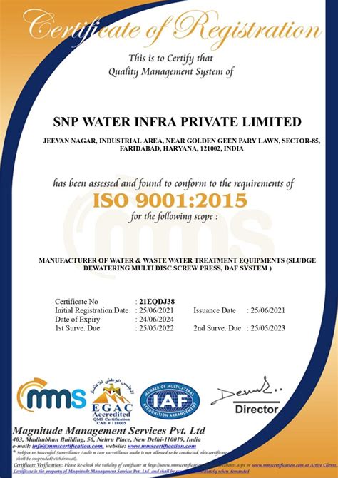 Our Certificate Snp Water Infra