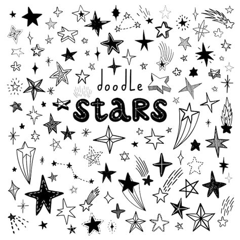 Premium Vector Vector Hand Drawn Doodle Stars Set Icon Collection
