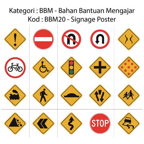 Banyak kecelakaan terjadi justru disebabkan oleh faktor kelalaian penggunanya. POSTER PAPAN TANDA JALAN POSTER ROAD SIGNAGE (BBM20 ...