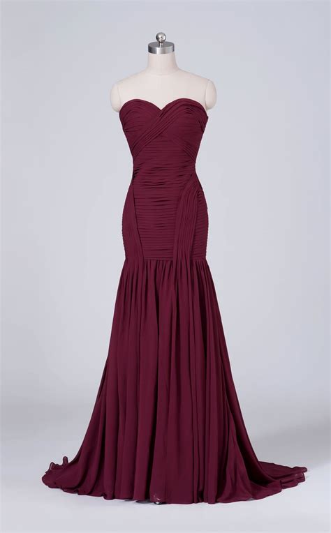 We suggest you take a closer look at the sleeves. Long Strapless Chiffon Burgundy Mermaid Bridesmaid Dress ...