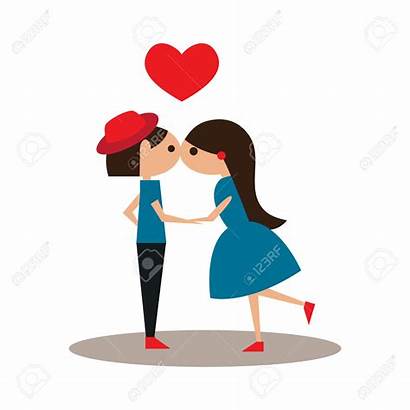 Clipart Lovers Young Kissing Kiss Clipground Flat