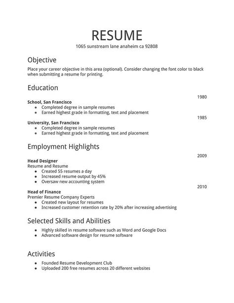 Use our free resume samples and land more job interviews. Simple | Job resume examples, Basic resume, Job resume format