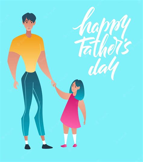 Papá Sosteniendo A Su Hija En Las Manos Letras Feliz Día Del Padre