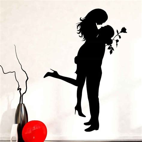 Home Decor Romantic Girl Man Wall Decals Love Rose Style Wall Sticker