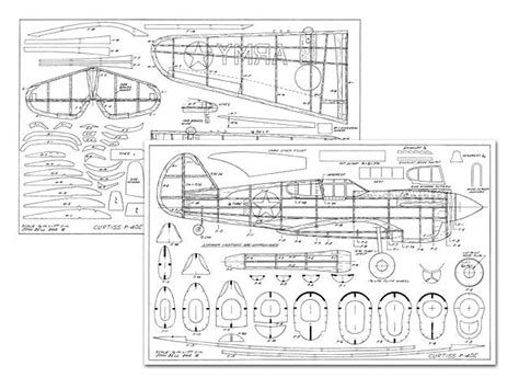Curtiss P 40 Plan Thumbnail Balsa Wood Model Airplane Plans Model