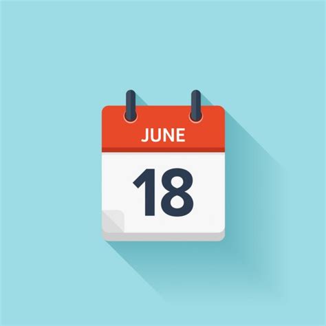 June 15 Vector Flat Daily Calendar Icon Date And Time Day Month