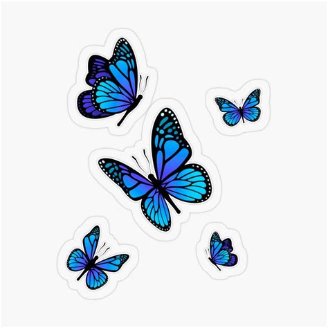 Aesthetic Light Blue Butterflies Aesthetic Tidea Sticker For