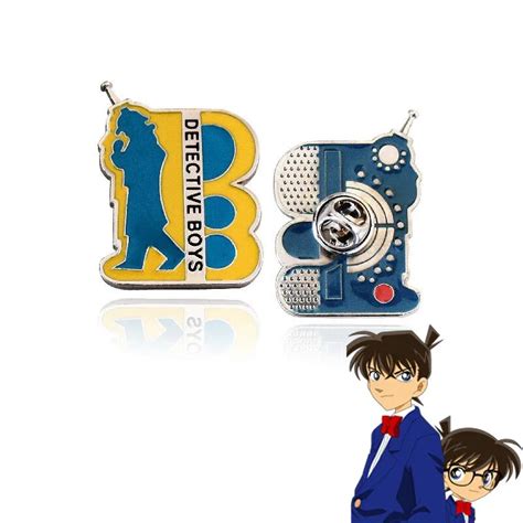 Anime Detective Conan Badge Pins Edogawa Communication Device Metal