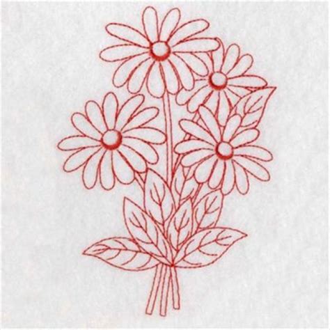 Redwork Daisy Bunch Machine Embroidery Design Embroidery Library At