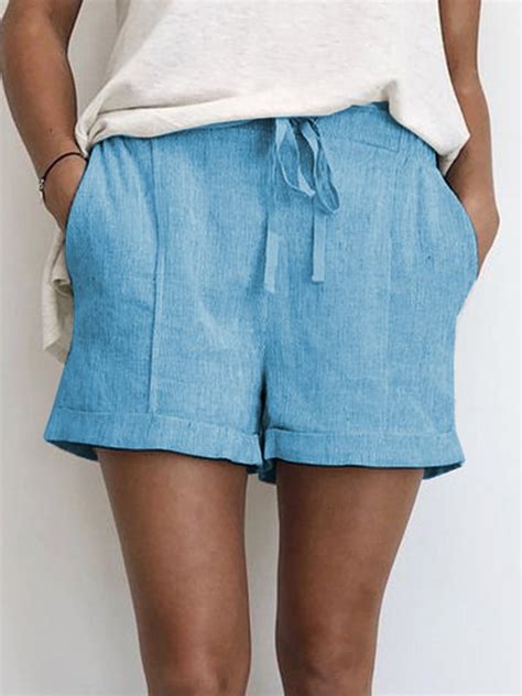 Summer Shorts Drawstring Pockets Casual Shorts Anniecloth