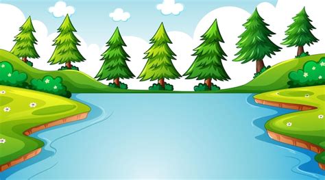Premium Vector Nature Forest Landscape At Daytime Scene With Long