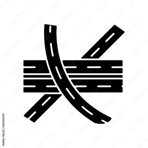 Multi Level Junction Black Glyph Icon Highway System Multiple Tarmac