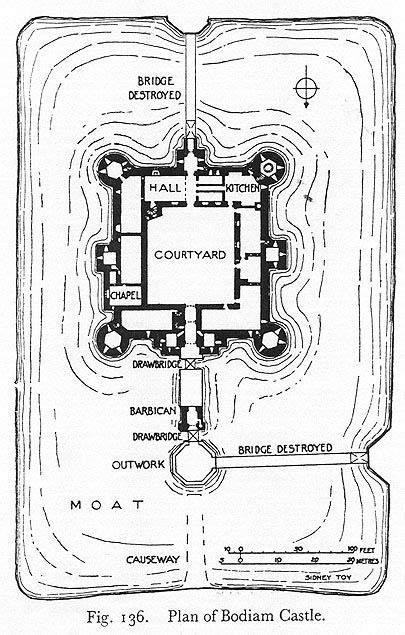Bodiam Castle Layout Inc Surroundings Castle Plans Castle Layout