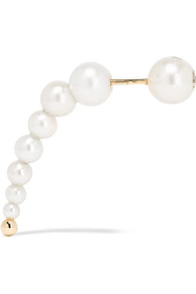 Anissa Kermiche Karat Gold Pearl And Diamond Earring Net A