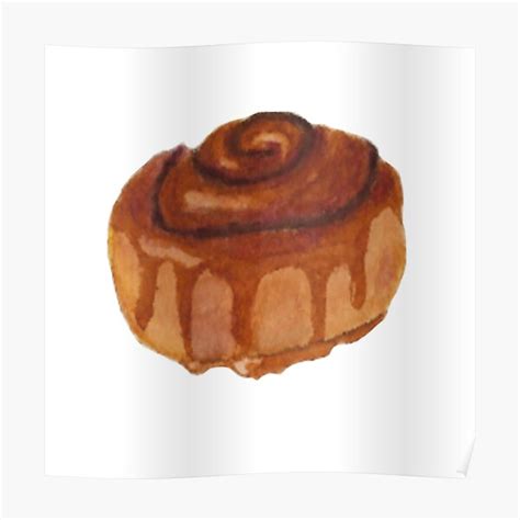 Cinnamon Roll Watercolour Illustration White Background Poster For