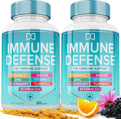 7 in 1 Immune Support Booster Supplement with Elderberry, Vitamin C and ...