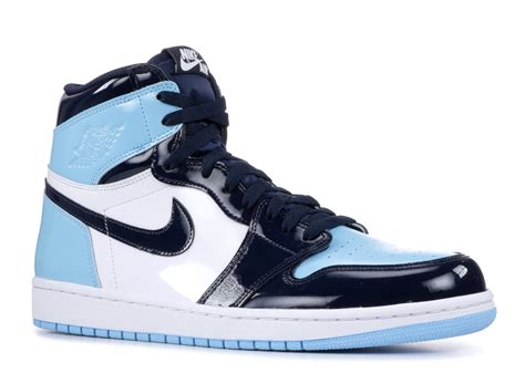 As a result, the shoe's patent leather upper in blue chill, white and black sports a university of north carolina feel, with obsidian on the tongue and laces. Air Jordan - AIR JORDAN 1 RETRO HIGH OG 'BLUE CHILL ...