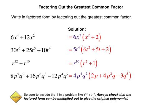 Greatest Common Monomial Factor Slidesharetrick