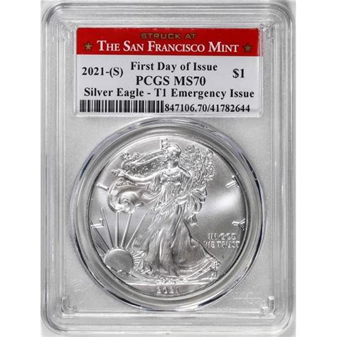 2021 S Type 1 1 American Silver Eagle Coin Pcgs Ms70 First Day Of