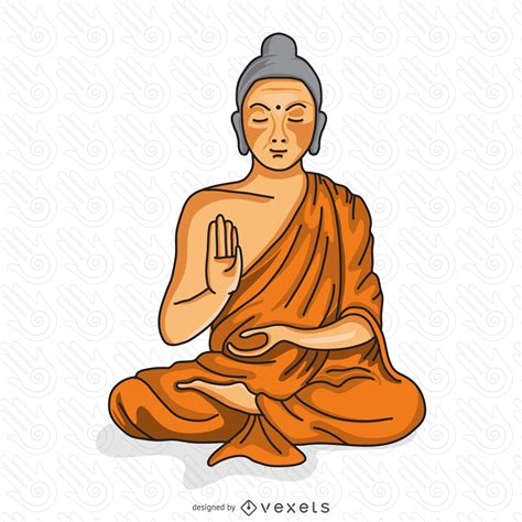Buddhist Monk Meditating Illustration Vector Download