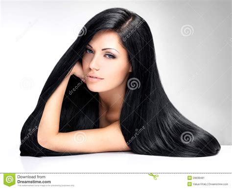 Beautiful Woman With Long Straight Hair Stock Image