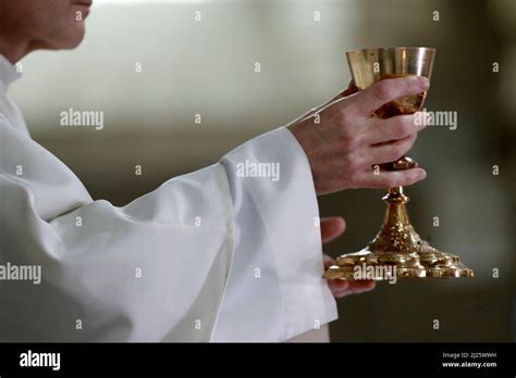Catholic Priest Eucharist Celebration In Church Stock Photo Alamy