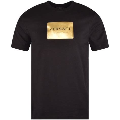 Versace Blackgold Plaque Style Print Logo T Shirt Men From