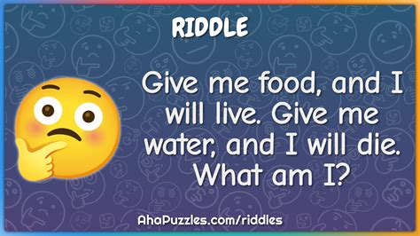 Give Me Food And I Will Live Give Me Water And I Will Die What Am Riddle And Answer Aha