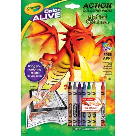 95 1046 Crayola Color Alive Action Coloring Pages Mythical Creatures