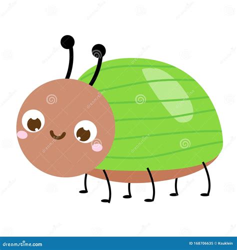 Cartoon Beetle Cute Insect Bug Character Vector Illustration Stock
