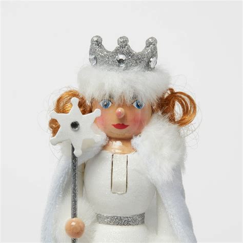 Set Of 2 Glitter Nutcrackers 2020 Toy Soldier And Snow Queen 8 Silverwhite Xmas Ebay