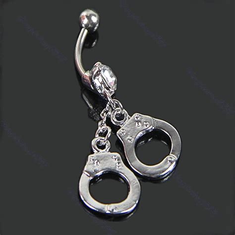 Pcs Lot Handcuffs Crystal Navel Belly Button Barbell Rings Body