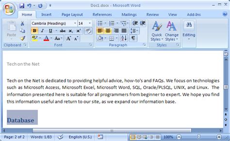 ms word  center text