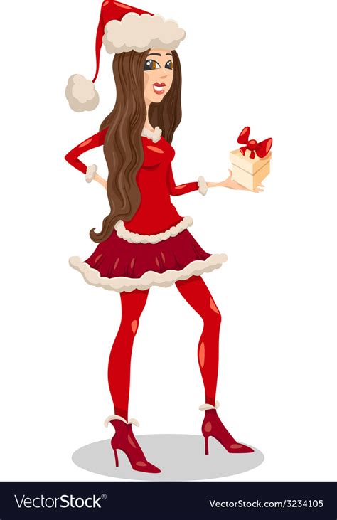 girl santa claus cartoon royalty free vector image