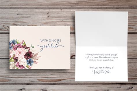 Funeral Thank You Notes Personalized Sympathy Acknowledgement Cards