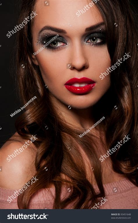 Sexy Brunette Woman Chubby Lips Stock Photo Edit Now